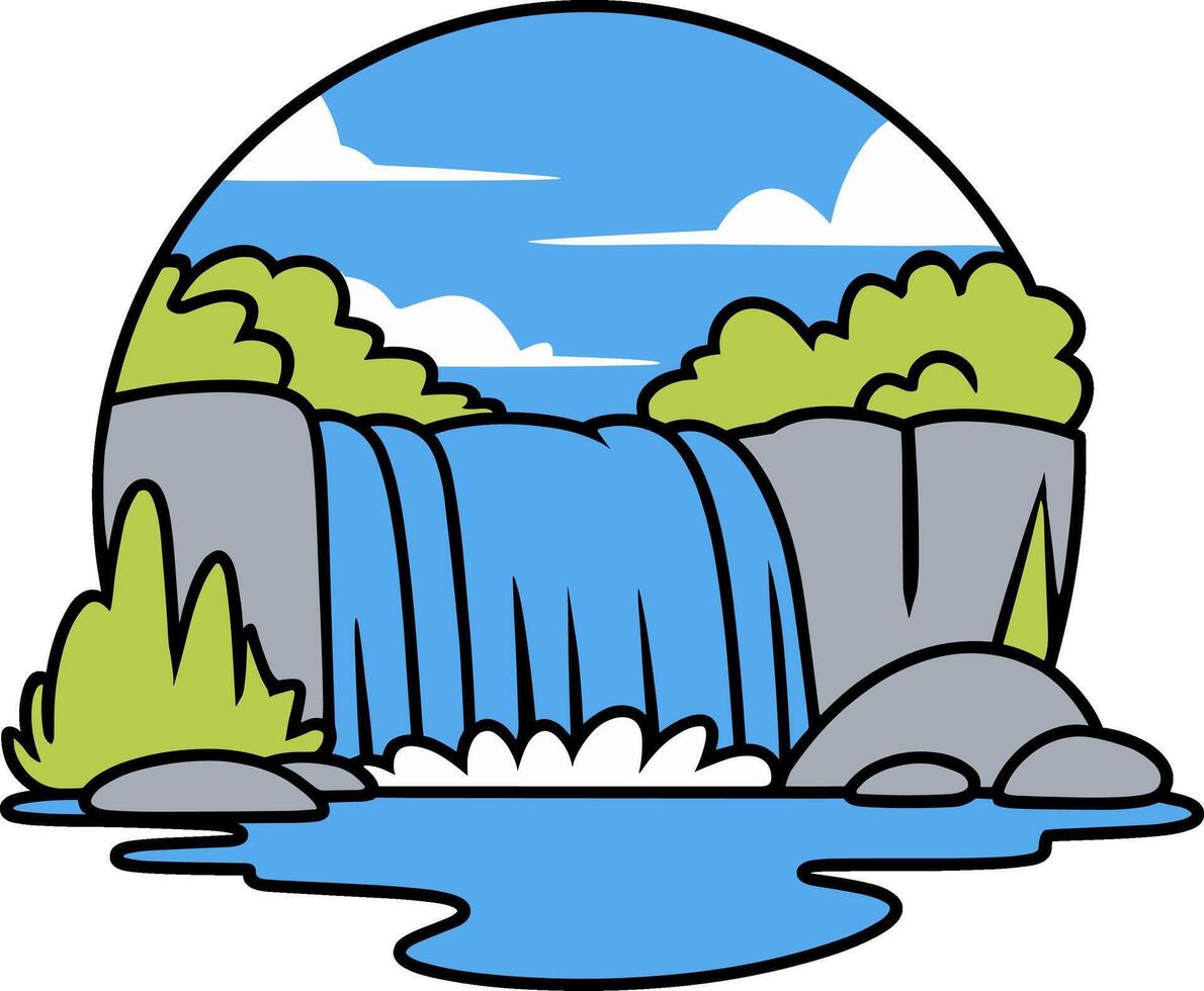 Peaceful Waterfall in Nature Illustration vector