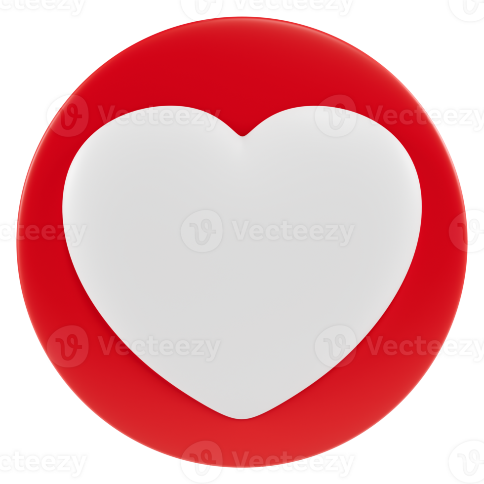 Stylized round social media icon with a heart. Isolated on transparent background png