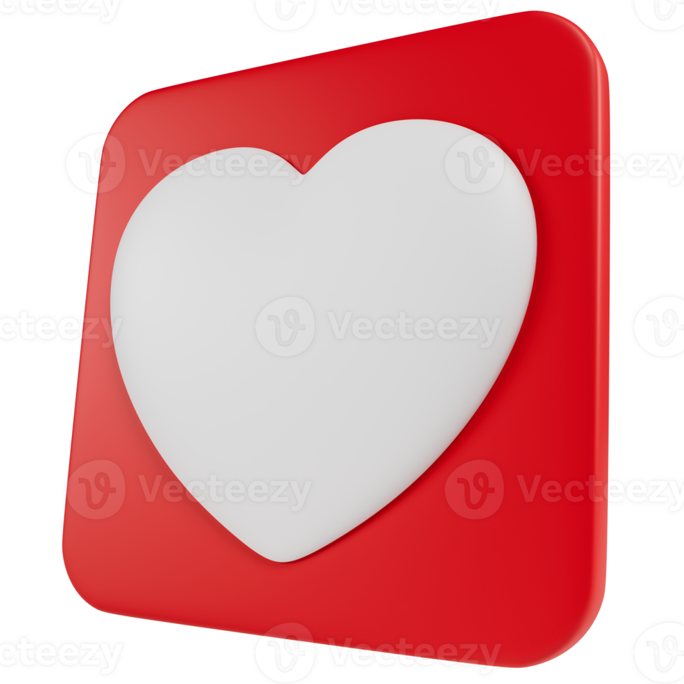 Stylized social media icon with a heart. Transparent background png