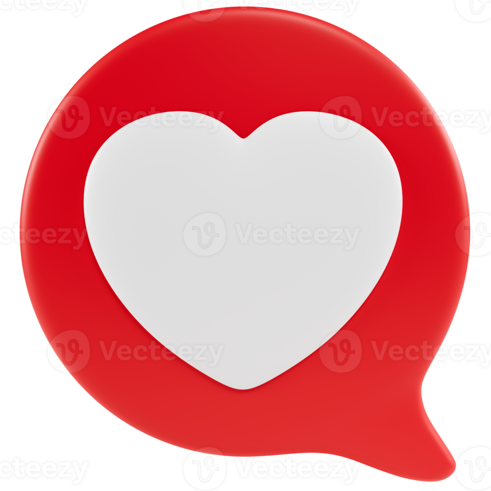 Stylized speech bubble with a heart. Transparent background png