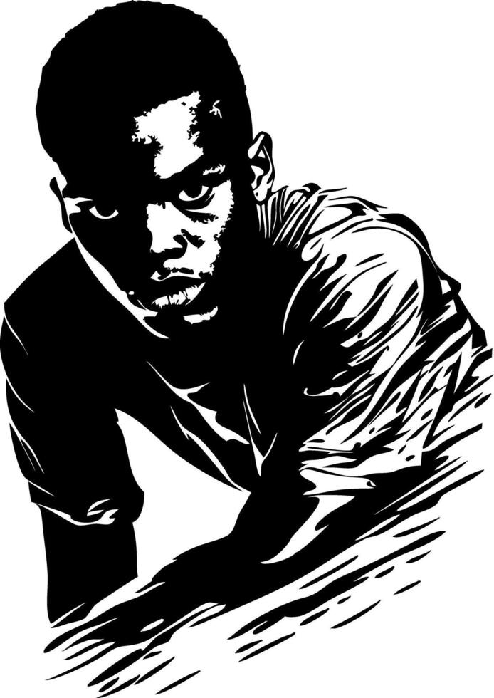 Intense Male Portrait Art for Creative Designs vector