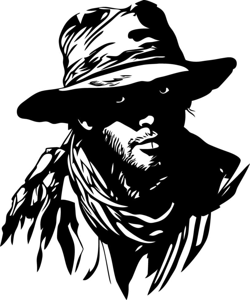 Mysterious Cowboy Silhouette Art Suitable for Tattoos and Posters vector