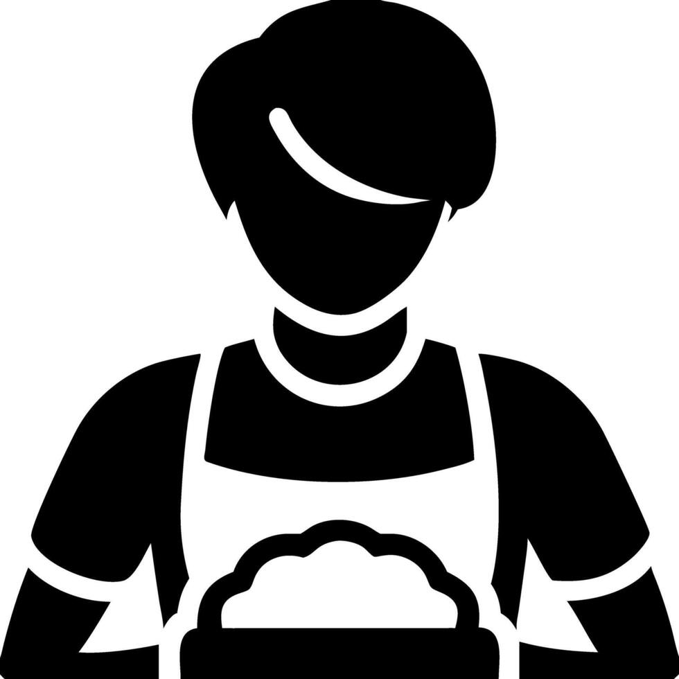 Silhouette Woman Holding Pie for Bakery and Culinary Design Uses vector