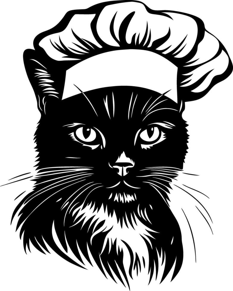 Cat Chef Hat Illustration Feline Design for Cute Merchandise and Creative Tattoos vector