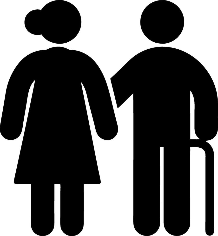 Elderly Couple Pictogram Illustrating Senior Companionship and Support vector