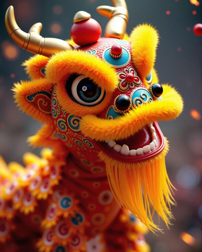 Vibrant and Colorful Dragon Figurine with Intricate Details and Textures photo