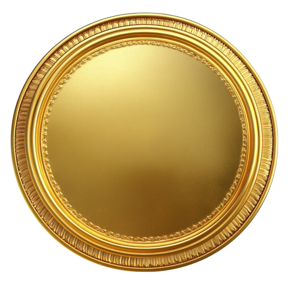golden round plate transparent background. png