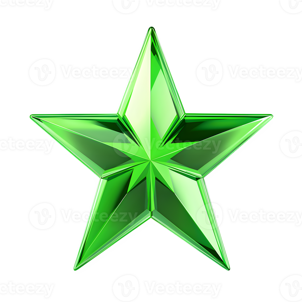Vibrant Green Star Icon on Transparent Background png