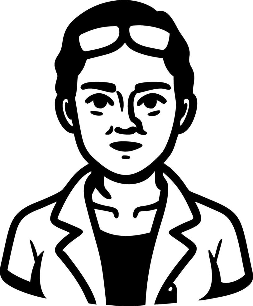 Female Scientist Line Art Portrait Perfect for Educational Materials vector
