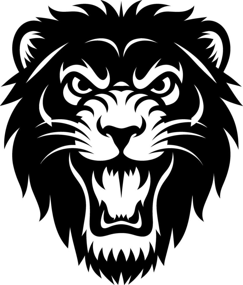 Fierce Roaring Lion Head Illustration for Tattoo and Design vector