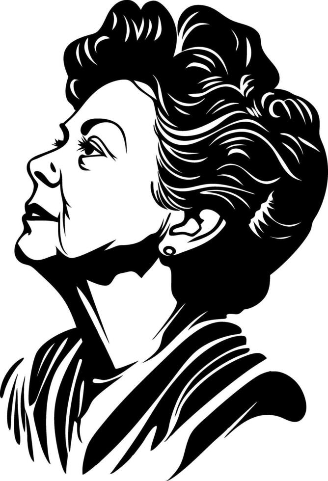 Vintage Woman Profile Silhouette Art Black Perfect for Tattoos and Design vector