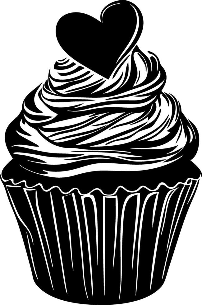 Heart Topped Cupcake for Baking and Decoration vector