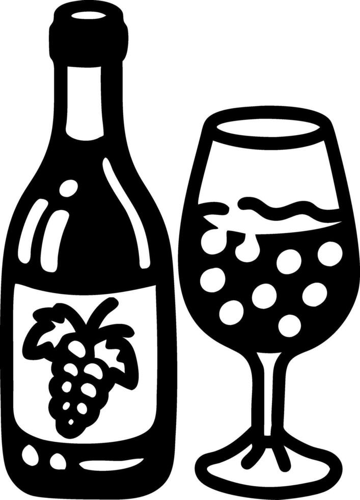 Wine Bottle with Grapes and Glass for Labels and Menus vector