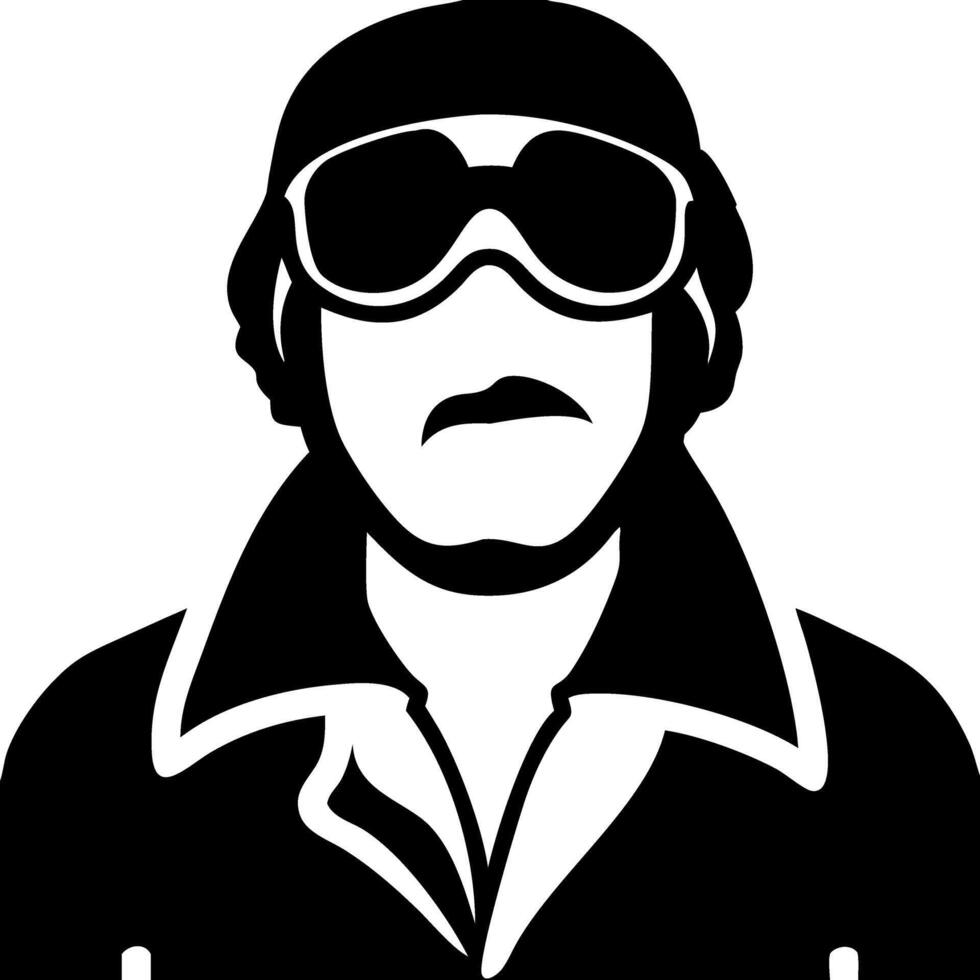 Aviator Silhouette Wearing Goggles and Hat Graphic for Design and Decoration vector