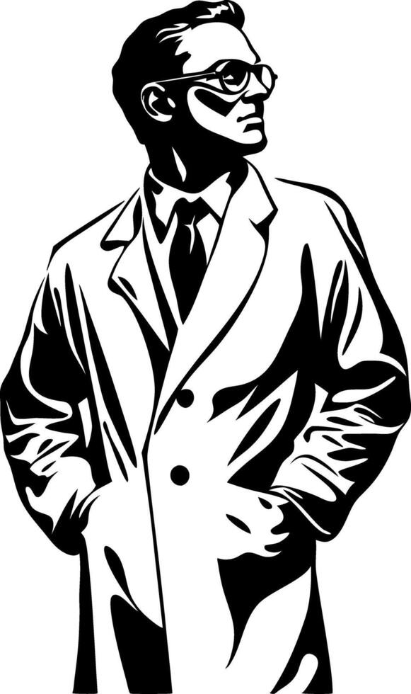 Stylish Man in Trench Coat Illustration for Art and Design Projects vector