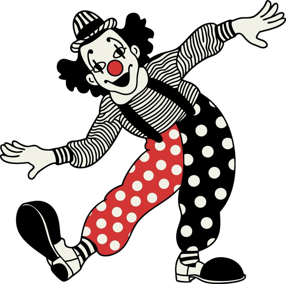 Playful Clown Illustration with Polka Dot Costume for Circus and Entertainment Themes vector
