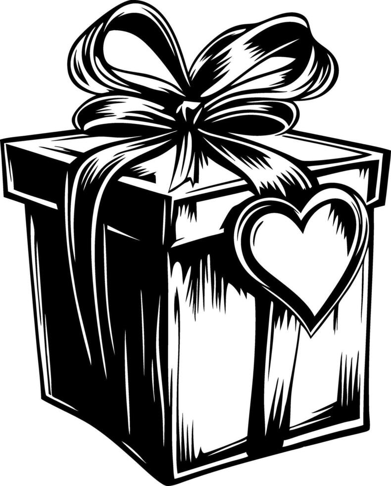 Gift Box with Heart and Ribbon Perfect for Holiday Celebrations and Romantic Occasions vector