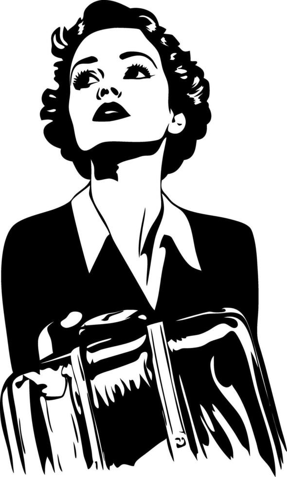 Vintage Woman Portrait Black And White Silhouette Perfect For Retro Art Decor vector