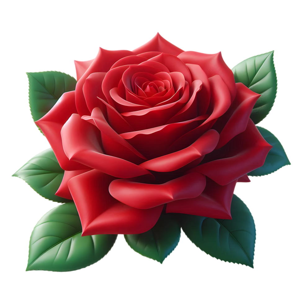 Red Rose Flower with Gree Leaves Elegent Floral Design for Decor with Transparant Background png