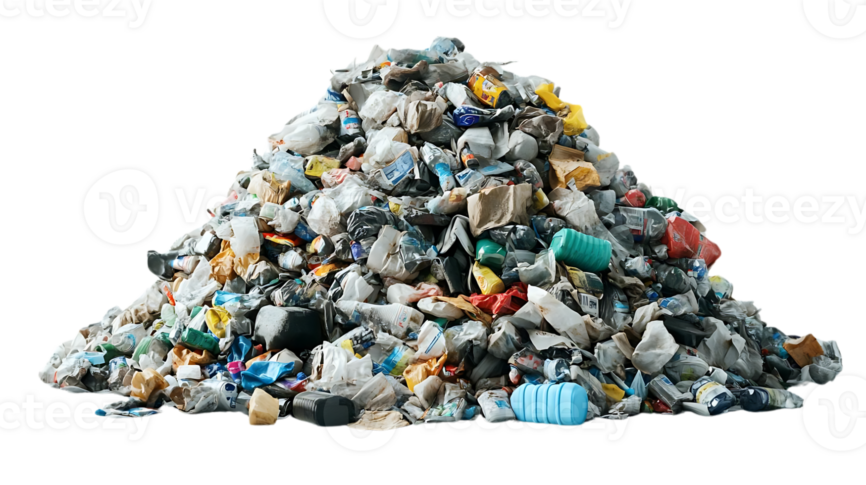 Waste Pile Forms a Huge Mountain, Showing Environmental Impact on a Transparent Background png
