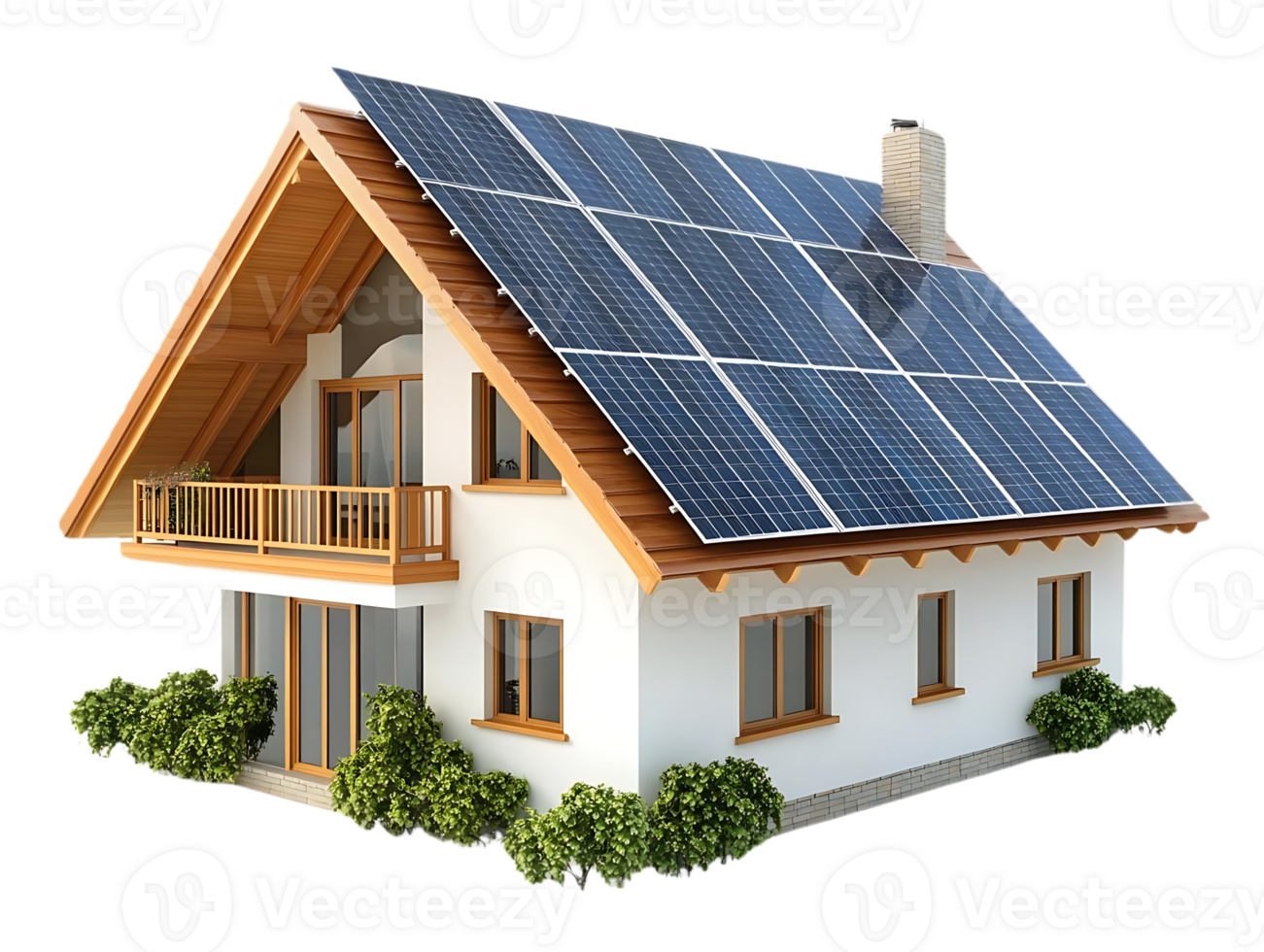 House with Solar Panels on Roof, Energy Efficient Home, Modern Design, Eco-Friendly, Sustainable Living, Transparent Background png