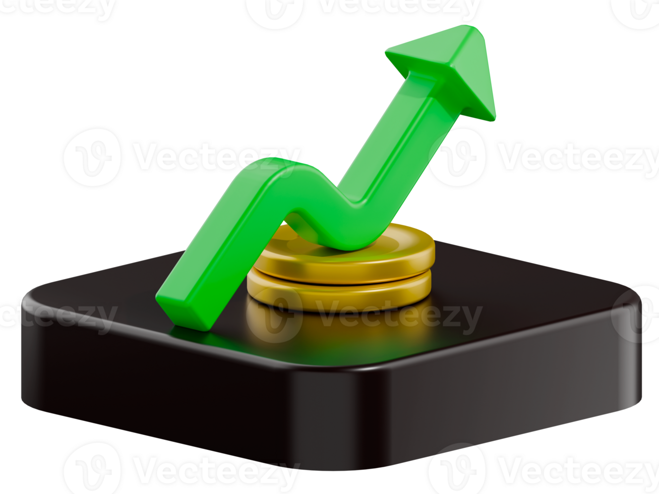Stack coins and arrow red green graph chart volatility up and down on wooden table background. Business, financial and investment concept. Risk, fluctuation in stock market png