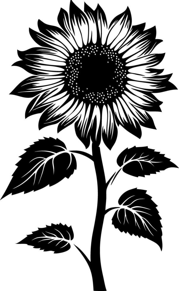 Black Silhouette Sunflower Illustration for Art and Design Projects vector