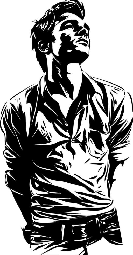 Stylish Male Silhouette Art Looking Up with Confidence vector