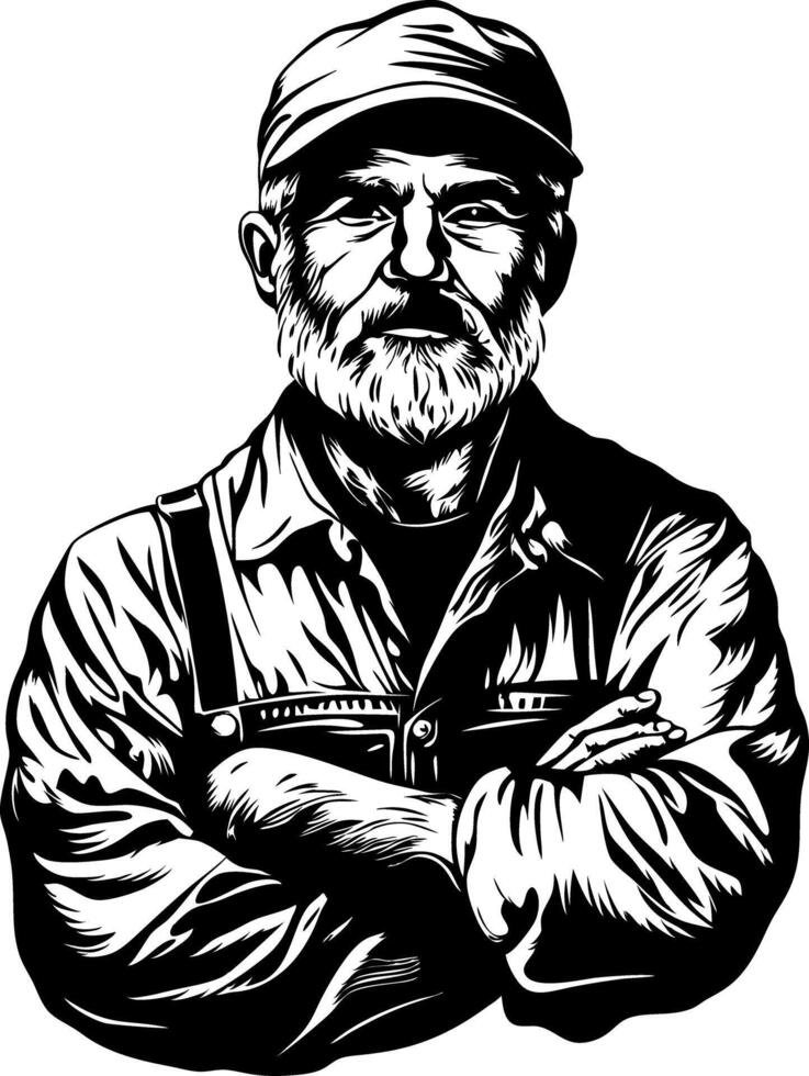Vintage Bearded Man in Hat Artwork for Posters and Stickers vector