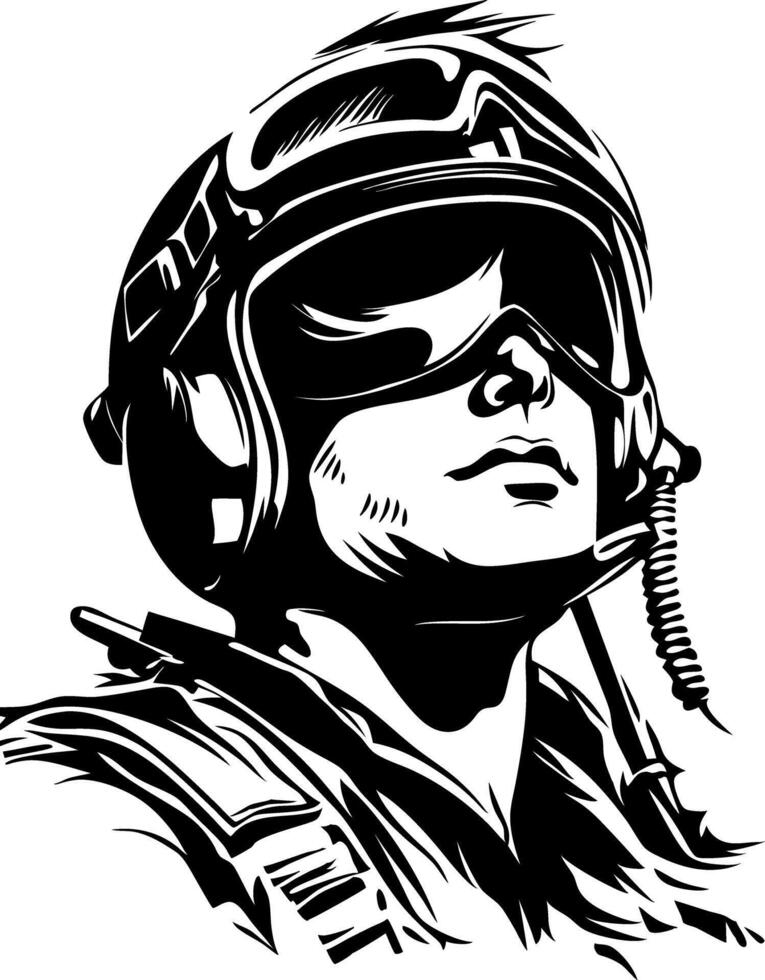 Fighter Pilot Graphic Helmet Aviation Art for Posters and Tattoos vector