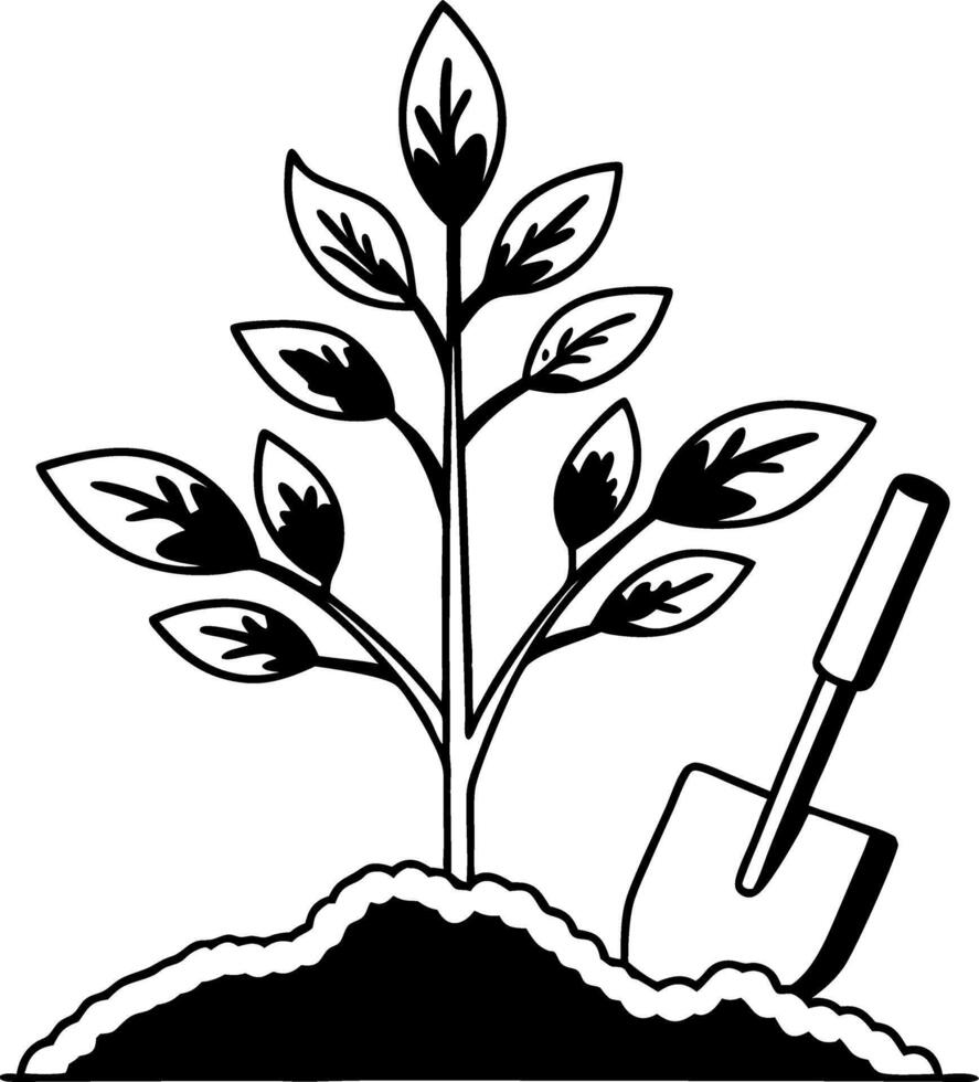 Illustration of Gardening Plant with Shovel for Nature and Horticulture Design vector