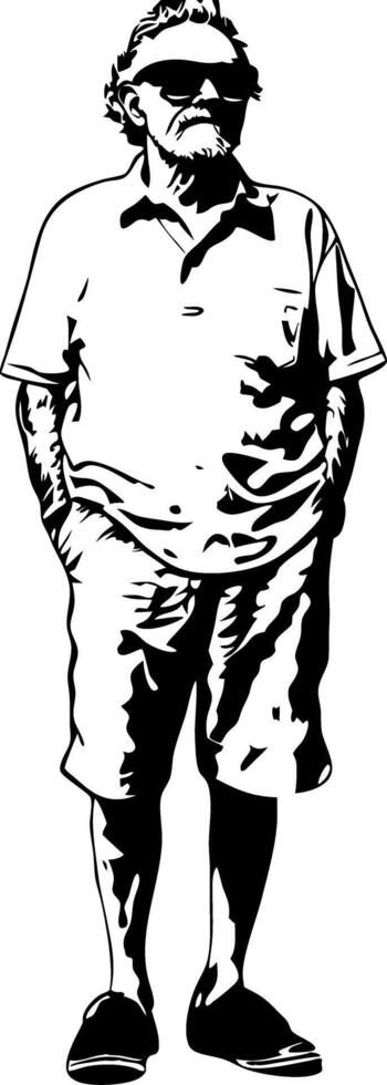 Elderly Man in Casual Summer Attire Art for Design Projects vector