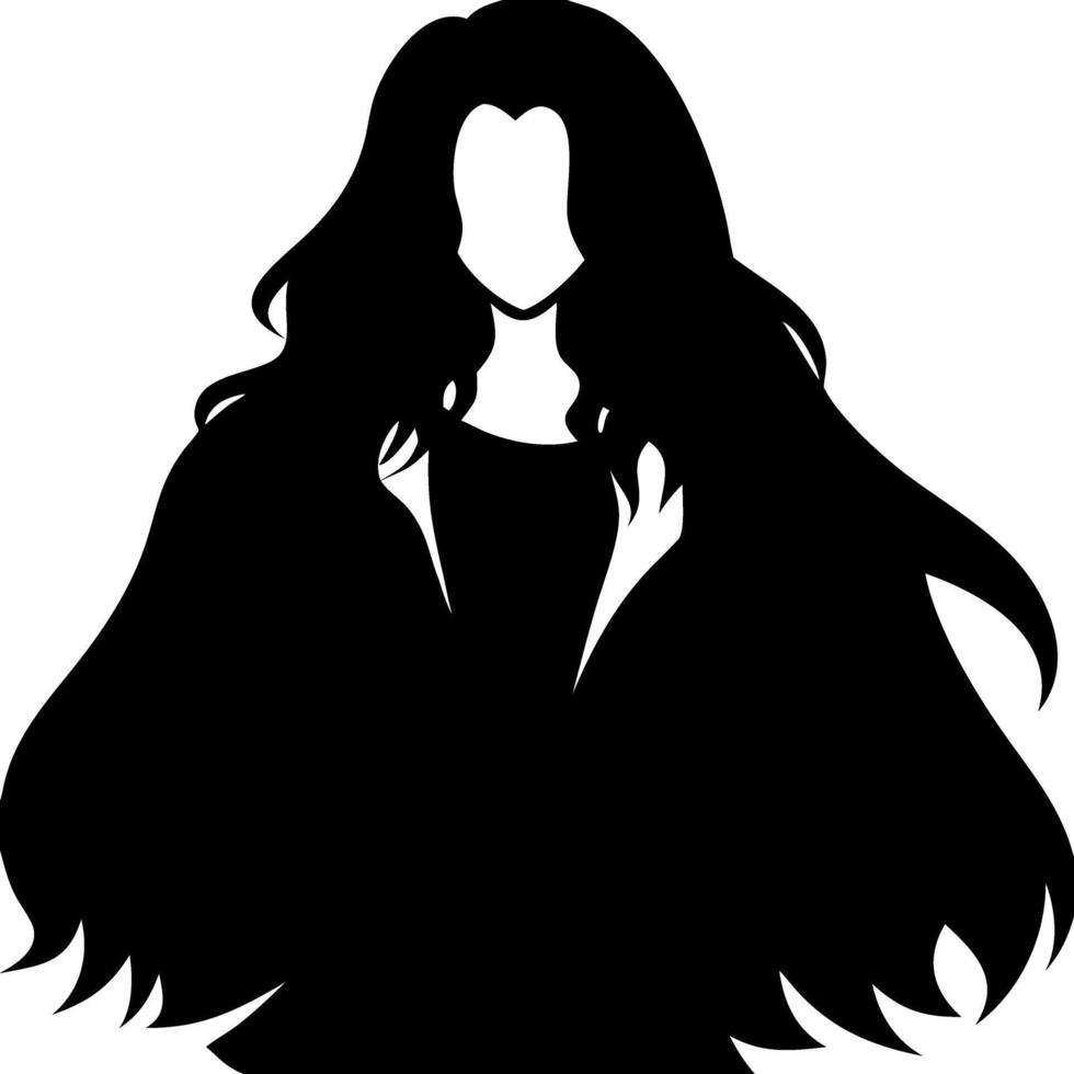 Elegant Long Hair Female Silhouette for Design Projects vector