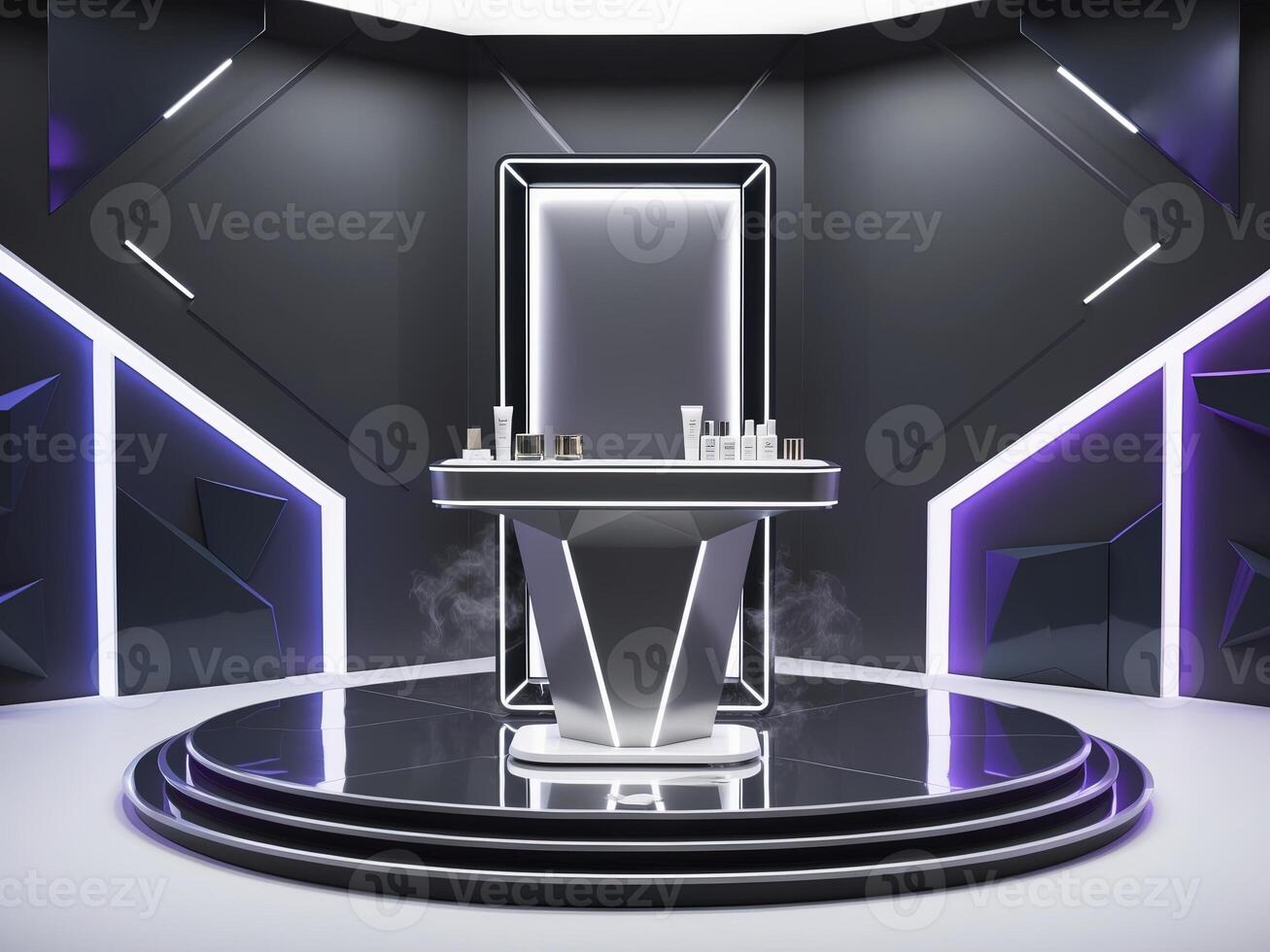 minimalist stage layout, complete with a futuristic photo