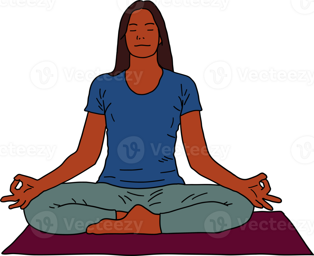 woman doing yoga, meditation in lotus pose png