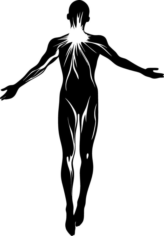 Abstract Human Silhouette with Radiating Light Artwork vector