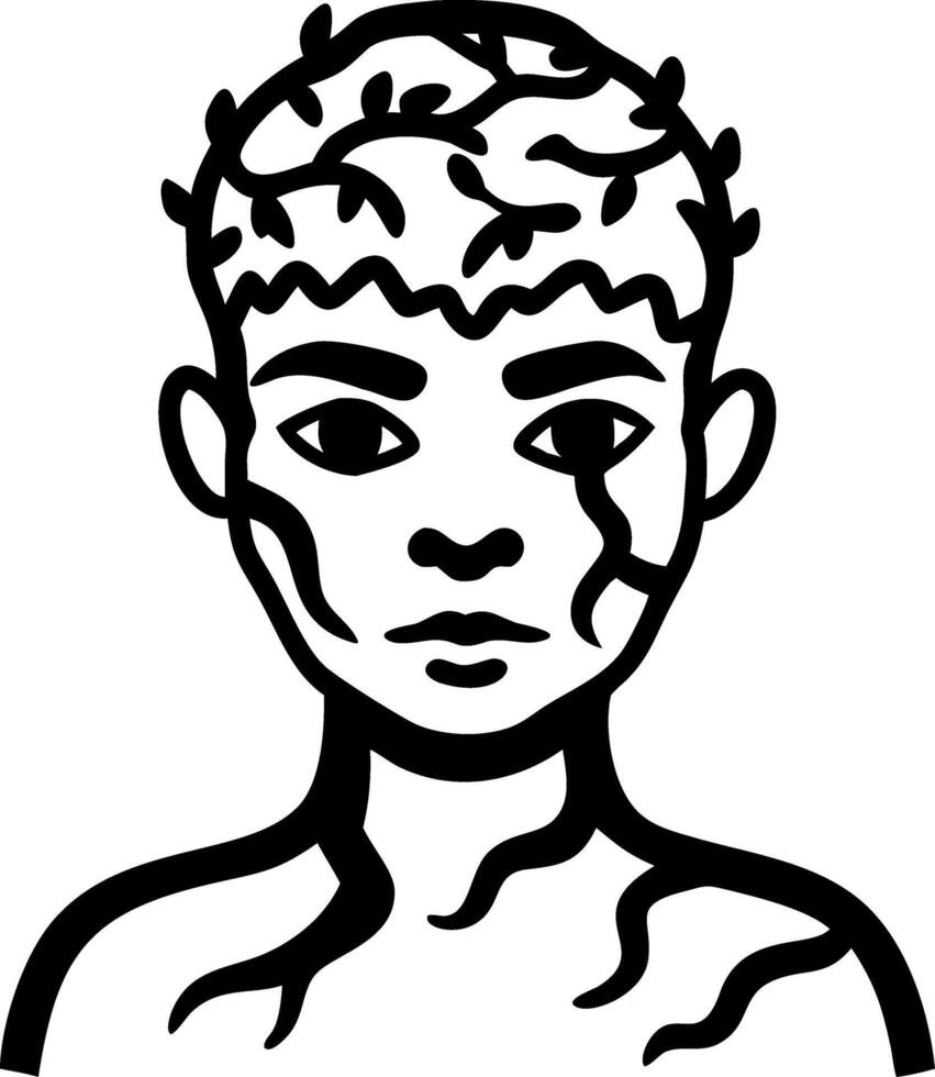 Abstract Illustration of Human Face with Organic Patterns vector