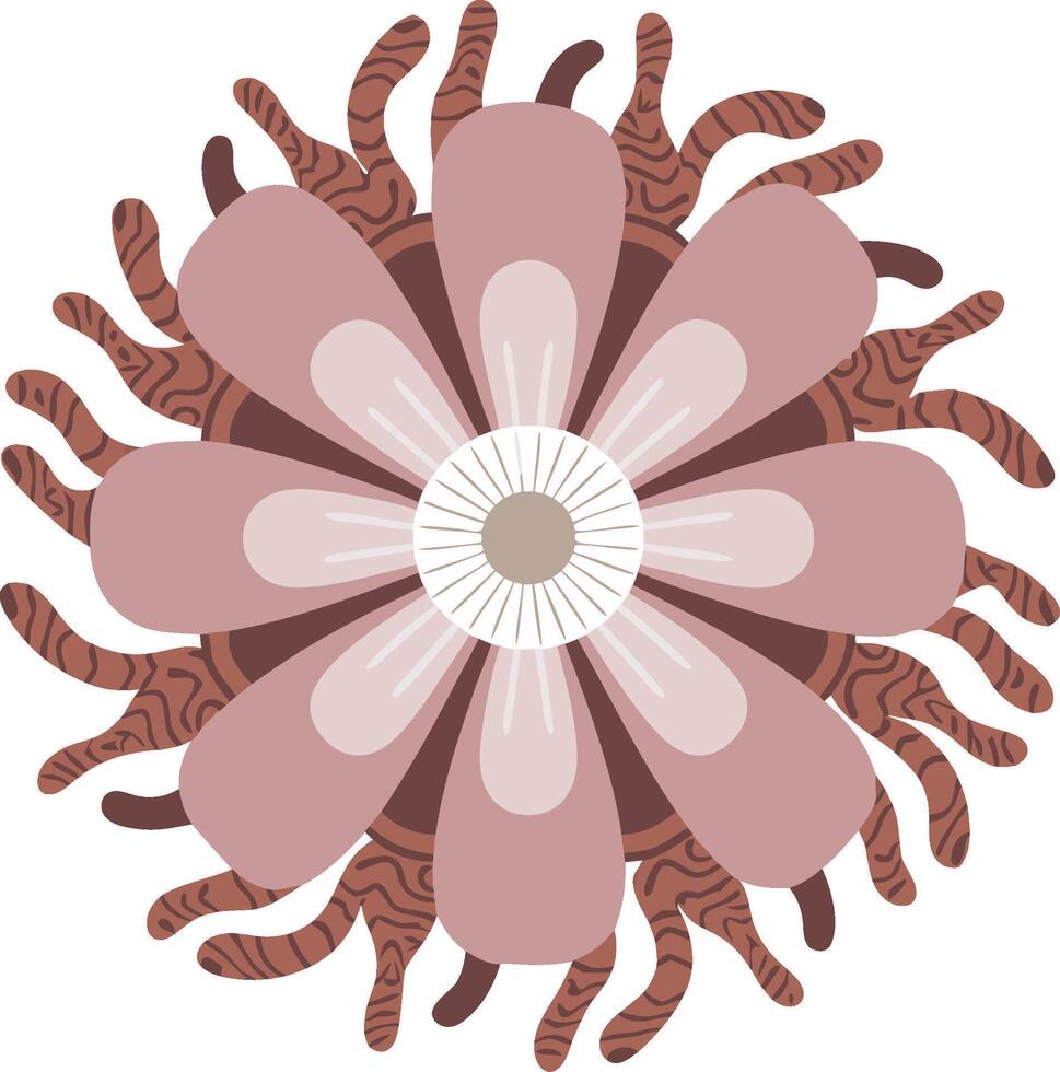 Abstract Floral Design with Pink Petals and Brown Patterns for Graphic Projects vector