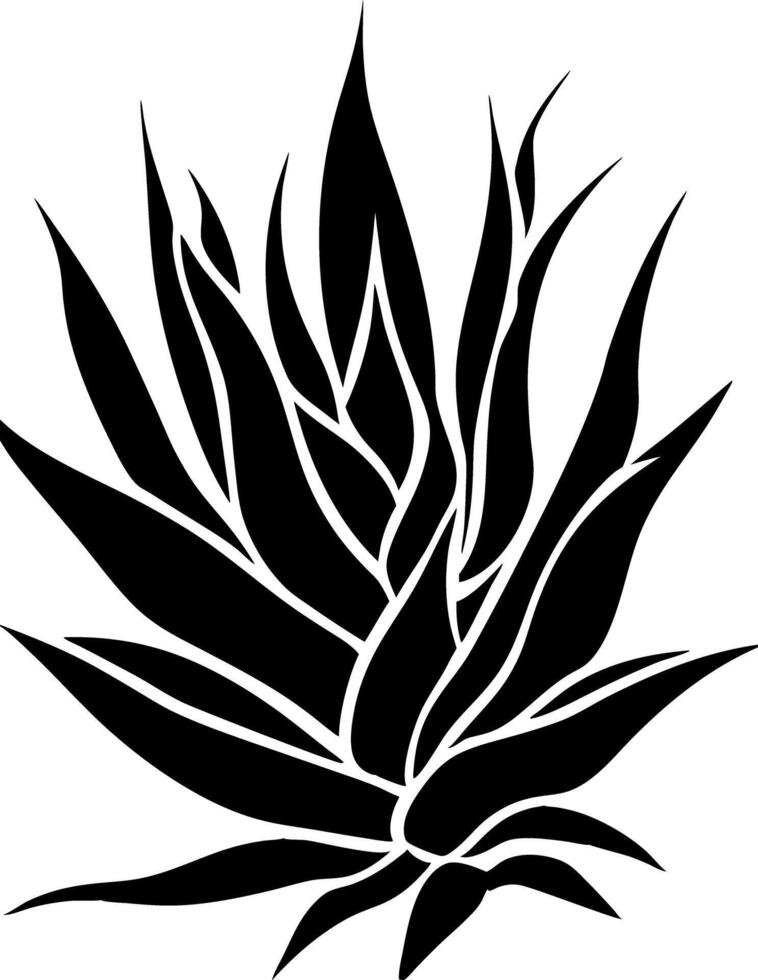 Abstract Black Agave Plant Silhouette for Tattoo and Decorative Design vector