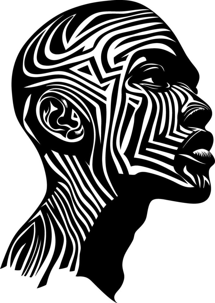 Abstract Tribal Face Profile Silhouette Art for Tattoo and Design vector