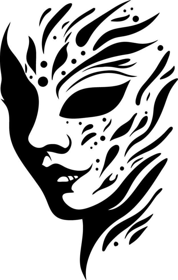 Abstract Artistic Female Face Silhouette with Ornamental Patterns in Design vector