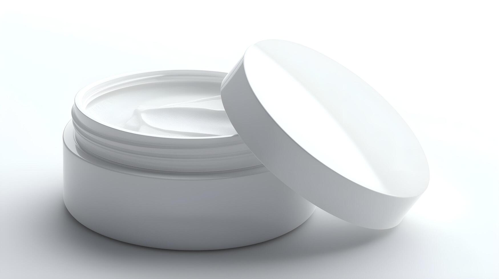 white container with cream on a white surface photo
