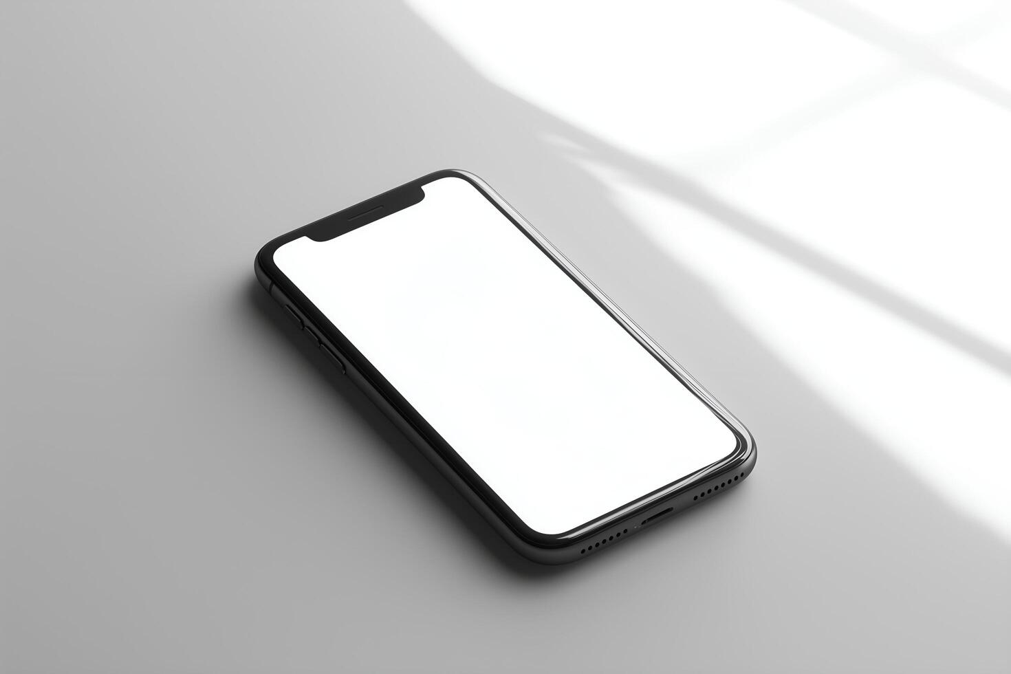 phone on a table with a white screen photo