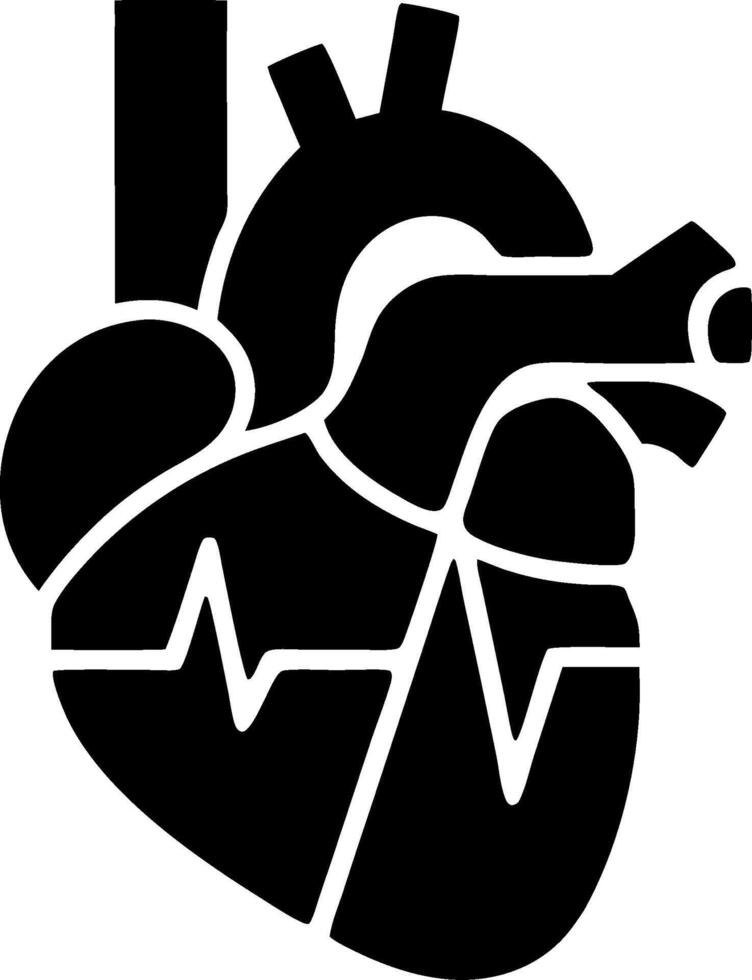 Anatomical Heart with Heartbeat Line Illustration for Medical Applications vector