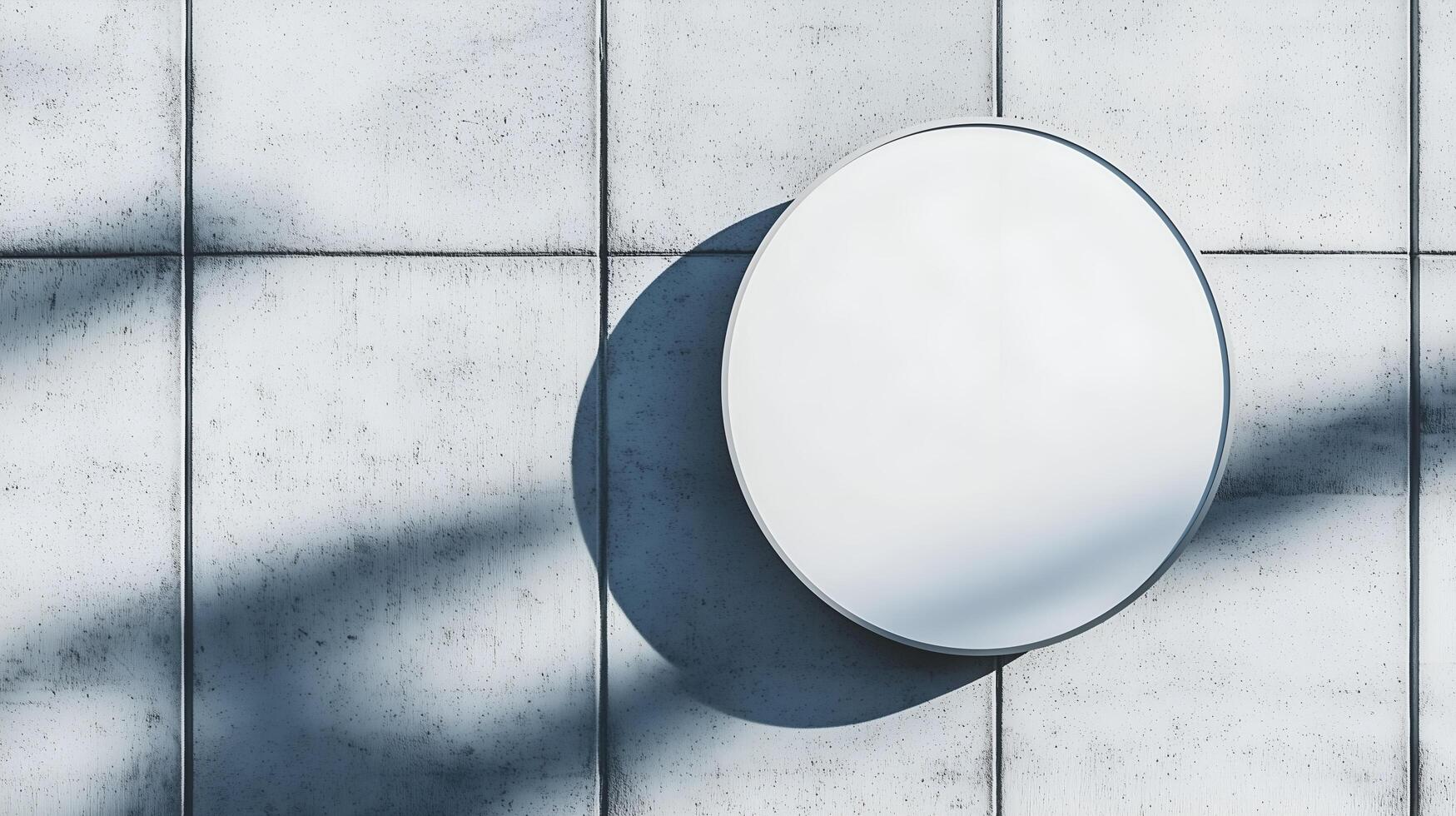 a white circular mirror mounted on a wall photo