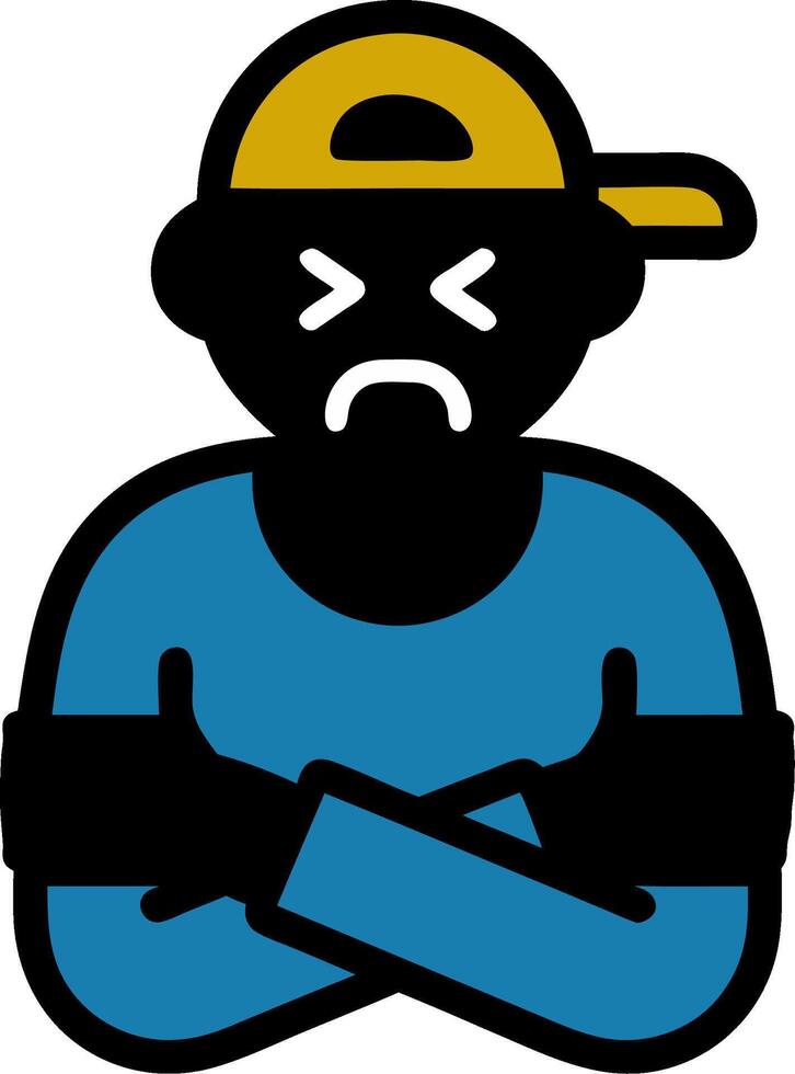Illustration of Angry Person with Crossed Arms Wearing Cap vector