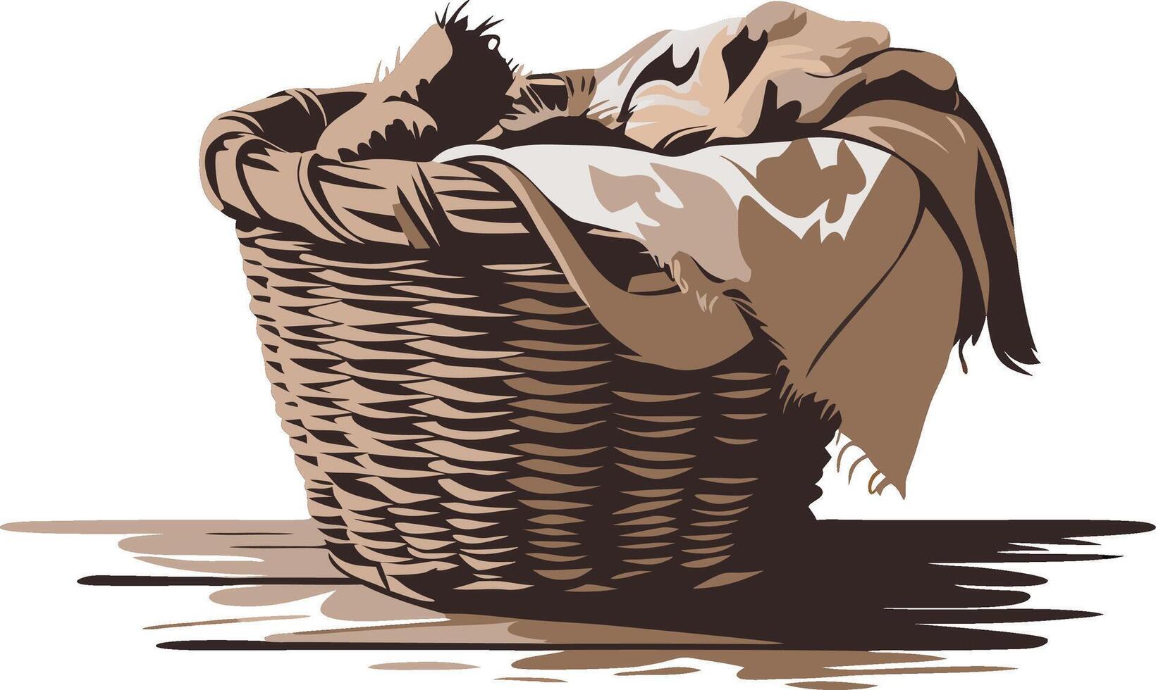 Cozy Slumbering Puppy in Woven Basket Art for Pet Lovers vector