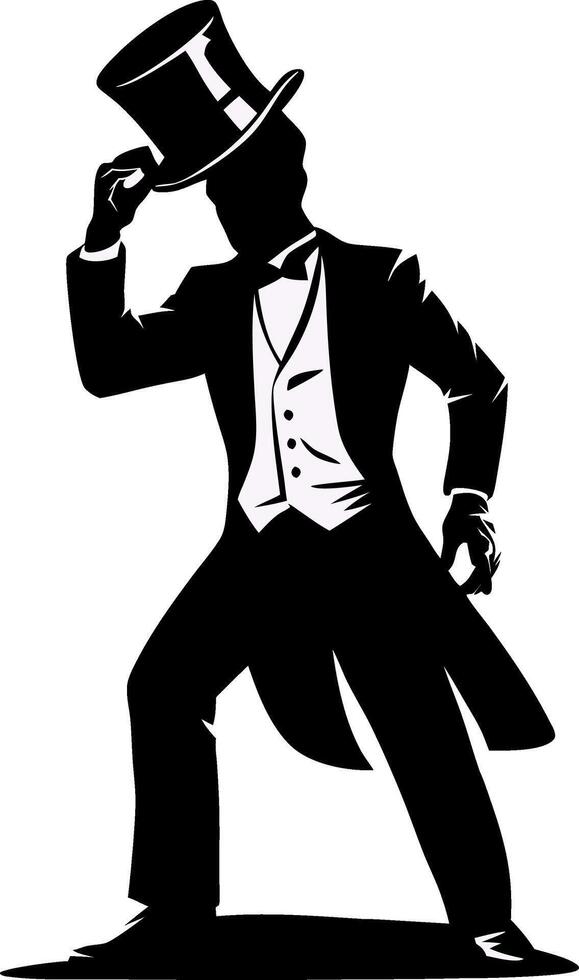 Elegant Gentleman Silhouette in Top Hat Illustration for Vintage Themes vector