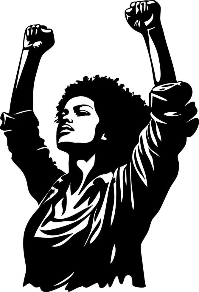 Empowered Woman With Raised Fists Illustration For Activism Design vector