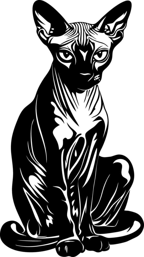 Sphynx Cat Elegant Black Art for Tattoo or Design vector